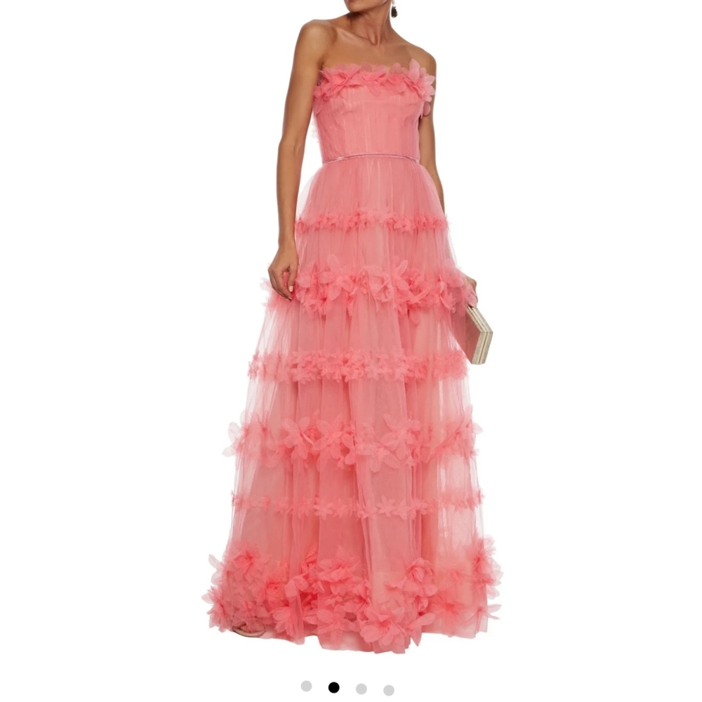 iso: size 0-4 marchesa notte coral gown